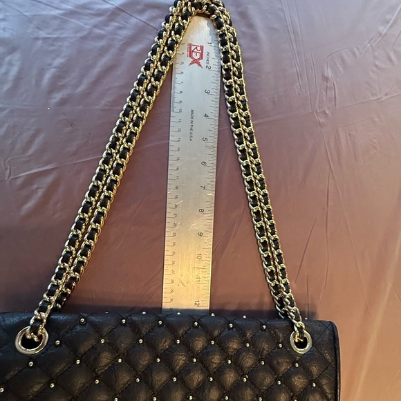 Rebecca Minkoff XL Black/Gold Stud Quilted Affair Leather Shoulder/Crossbody Bag - Picture 5 of 12